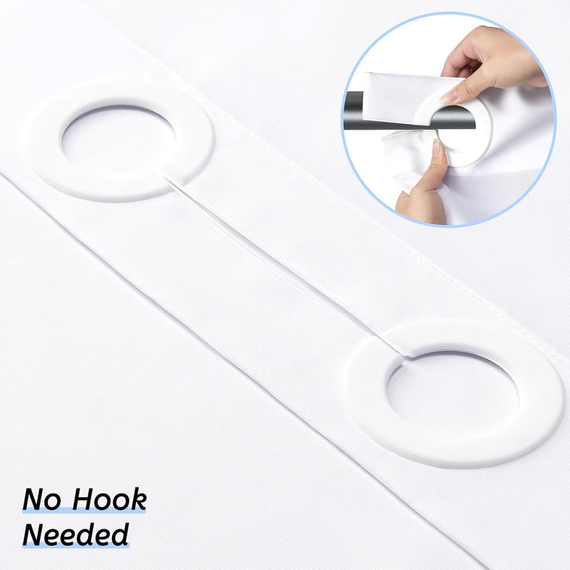 Furlinic White Shower Curtain No Hooks Needed,Polyester Fabric Long Shower Curtain Liner 78 Length with 10 Plastic Split Grommets,Machine Washable & Waterproof Bathroom Curtains,78x78 Inch - Image 5